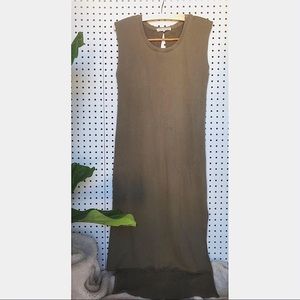 Joah Brown Army Green Casual Maxi Sweatshirt Dress